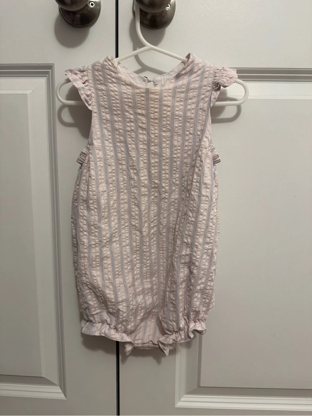 Hannah Kate Pink Seersucker Striped Bubble - 18m